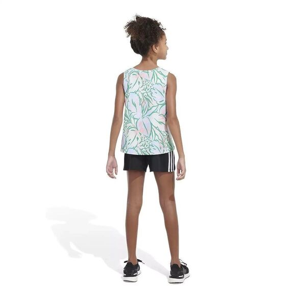Adidas Big Girls Sleeveless All Over Print Tank Top Blue With Multicolor Large - Picture 2 of 7